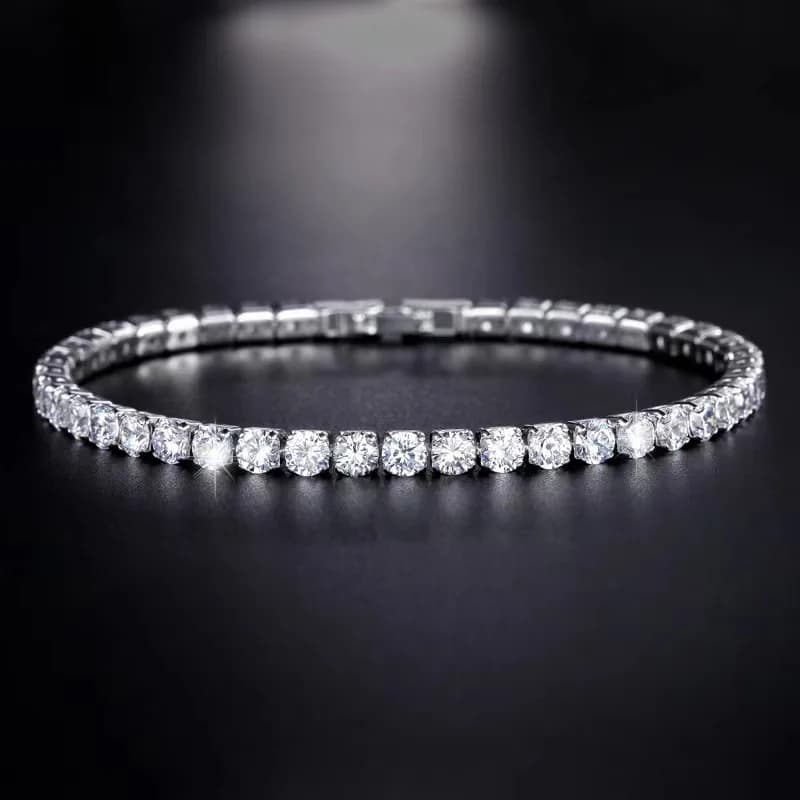 S925 Sterling Silver Bracelet Zirconia Tennis Ball Women Fashion Simple Engagement Wedding Charm Jewelry 4mm width