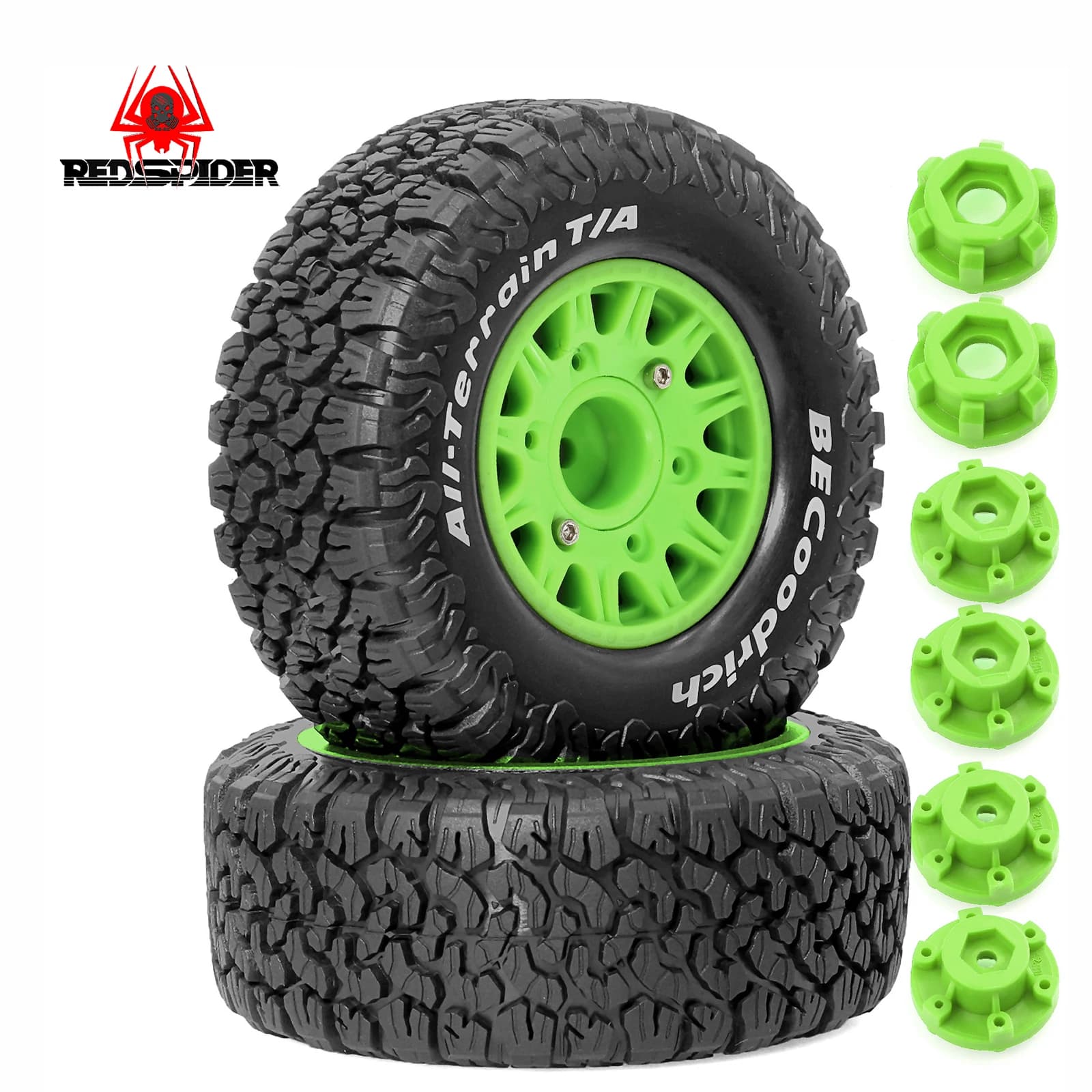RED SPIDER 4PCS 1:10 Pneumatici per camion Short Course Pneumatici in gomma 12mm Esagonale per 1/10 RC Car Traxxas Slash Arrma Senton HuanQi 727 Vkar 10