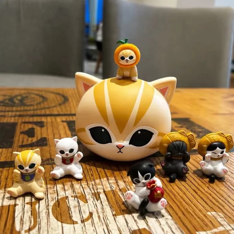 Funism Genuine Mofusand Lucky Maneki Neko Blind Box Mini Cat Head Beans Figure Cute Desktop Car Ornament Collectible Toy Gift