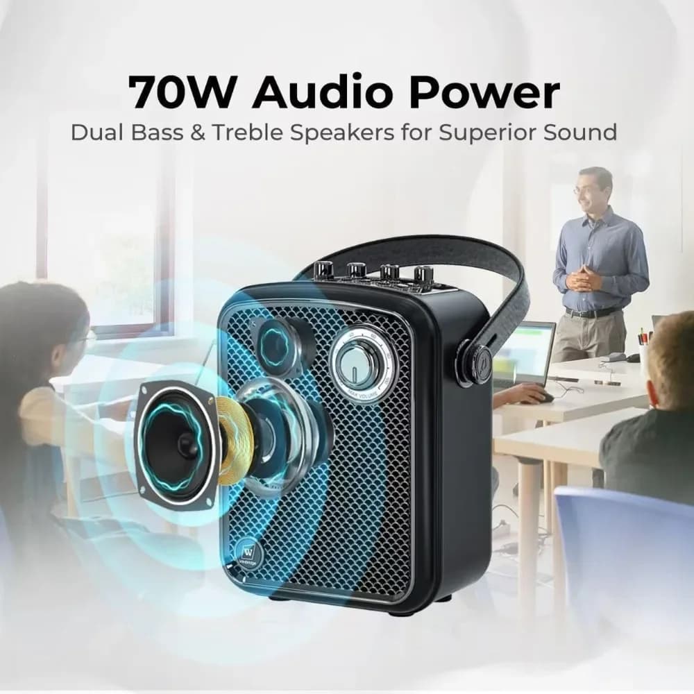 Amplificatore vocale con 2 microfoni wireless, altoparlante Bluetooth portatile da 70 W con microfono, piccolo sistema di altoparlanti PA, macchina per karaoke