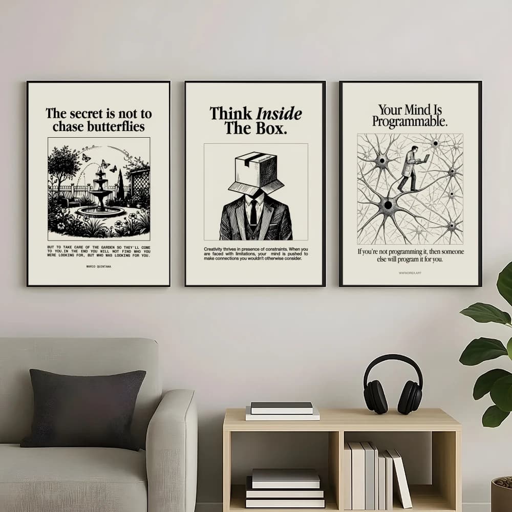 Minimalist Motivational Quotes Inspirational Painting Calligraphy Frameless Canvas Posters Set Wrinkle-Free Wall Art Home Decor
