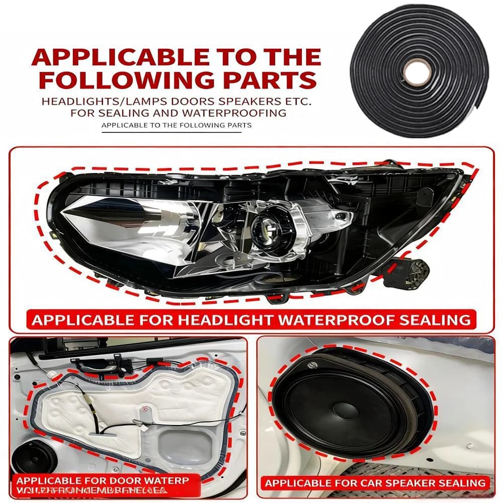 Butyl Rubber Headlamp Sealant Tape Waterproof Soft Strip for HID Headlight Taillight Retrofit Reseal Snake Glue for Automotive