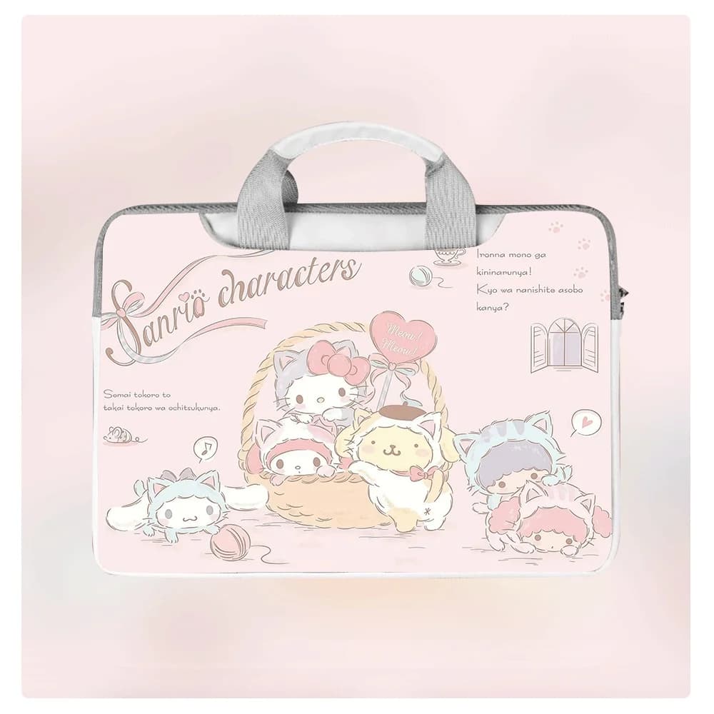 Borsa per laptop Hello Kitty Cinnamon Roll My Melody 13.3 14 14.6 15 16 pollici in pelle PU, custodia impermeabile, regalo per studenti