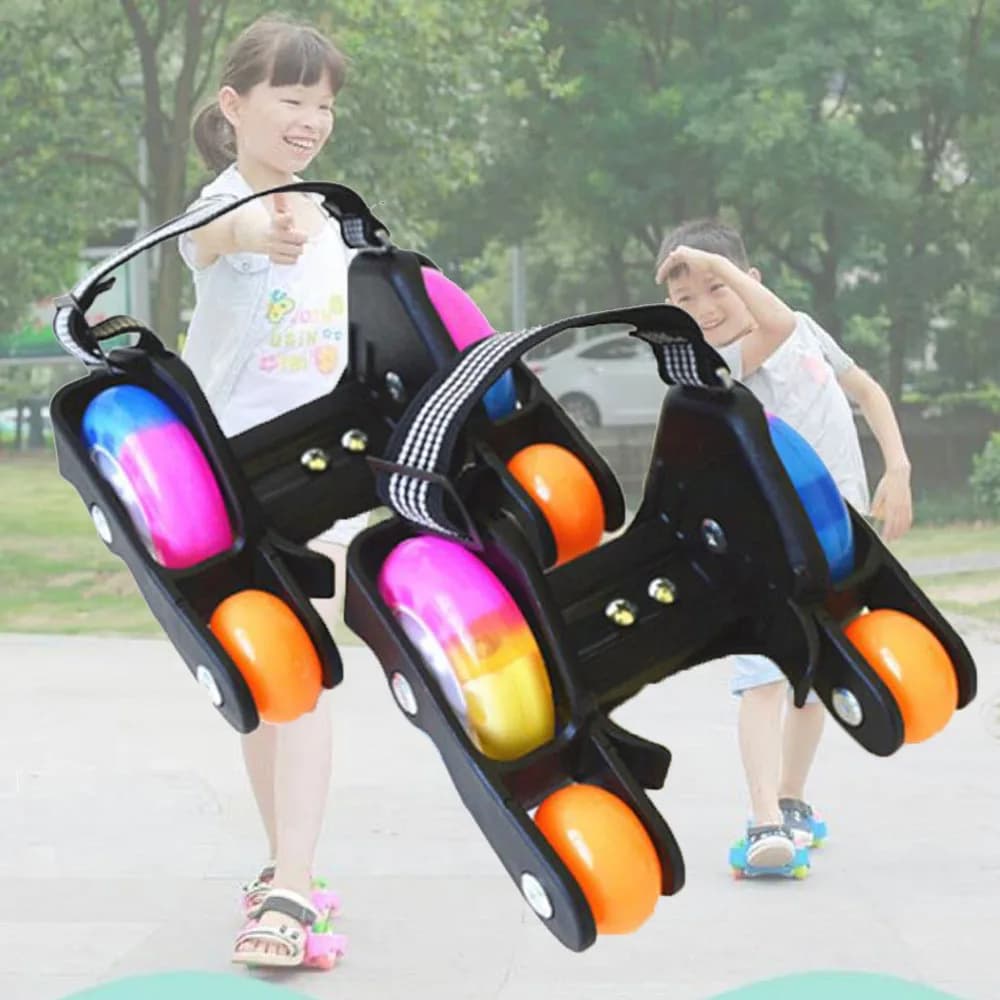 Scarpe da Skate con tacco a rotelle 4 ruote scorrevoli Sport bambini bambini ragazzi ragazze Led Pu gomma regolabile lampeggiante strumenti di mobilità puleggia