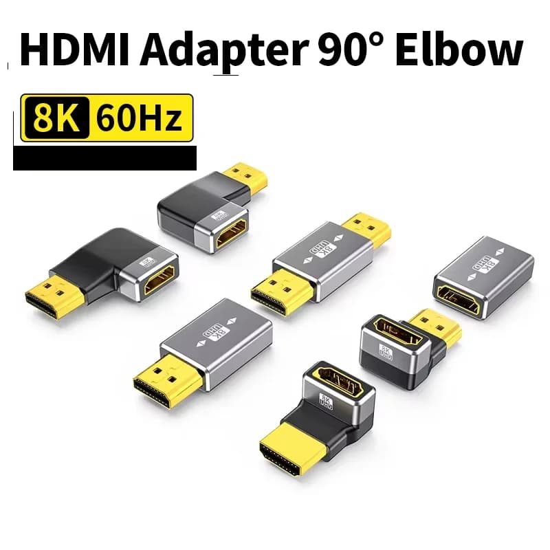 8K HDMI 2.1 Cable Adapter 90 Degree Right Angle Male to Female Connector 4K 8K HDMI Extender for TV Stick PS4 PS5 Xbox PC Laptop