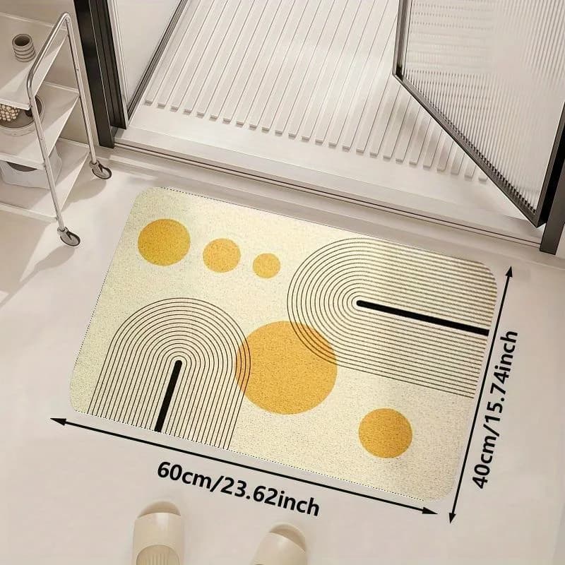 1 tappetino per grandi aree - Tappetino moderno astratto geometrico beige e dorato, supporto antiscivolo, lavabile in lavatrice - per soggiorno