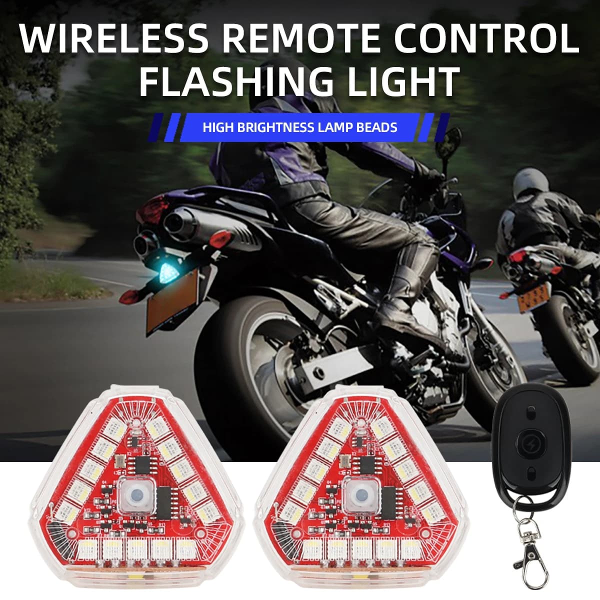 Triangolo telecomando senza fili LED Mini luce stroboscopica per aereo auto moto bici indicatore di segnale flash di avvertimento anticollisione