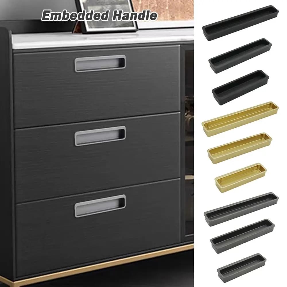 Maniglia per Porta Scorrevole in Lega di Alluminio Integrata, Multifunzionale, Oro Nero Grigio, Accessori per Mobili