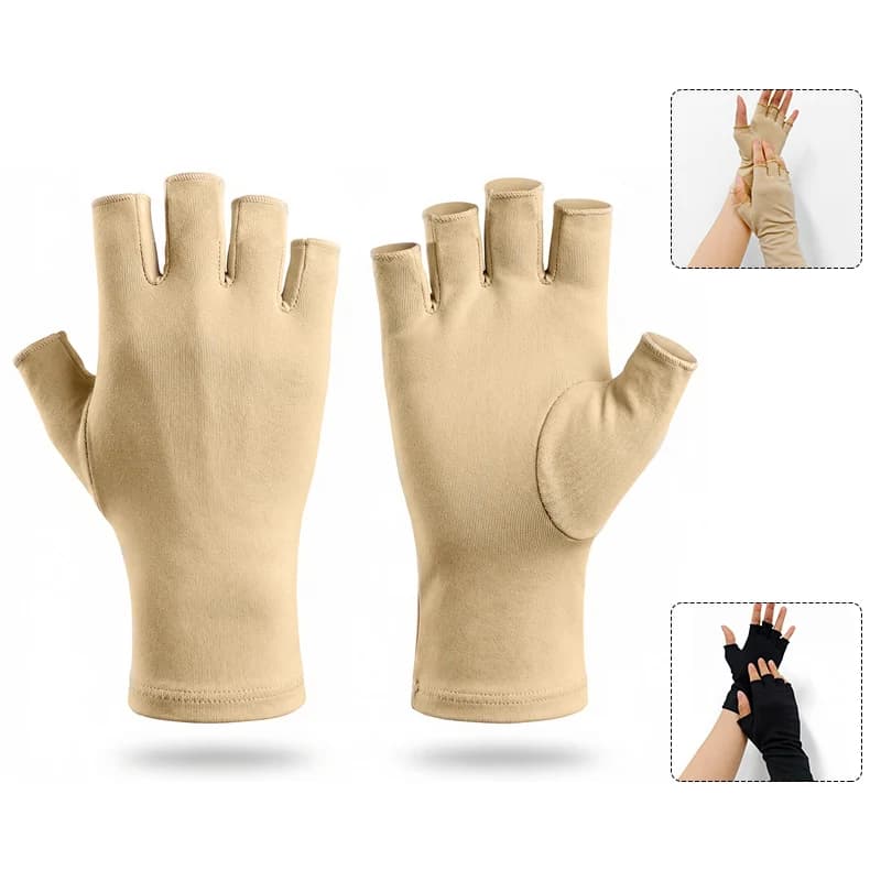 Guanti a Compressione Mezze Dita Traspiranti per Artrite, Sollievo dal Dolore, Supporto per Mani e Polsi per Donne e Uomini, Ideali per Digitare e Suonare Strumenti