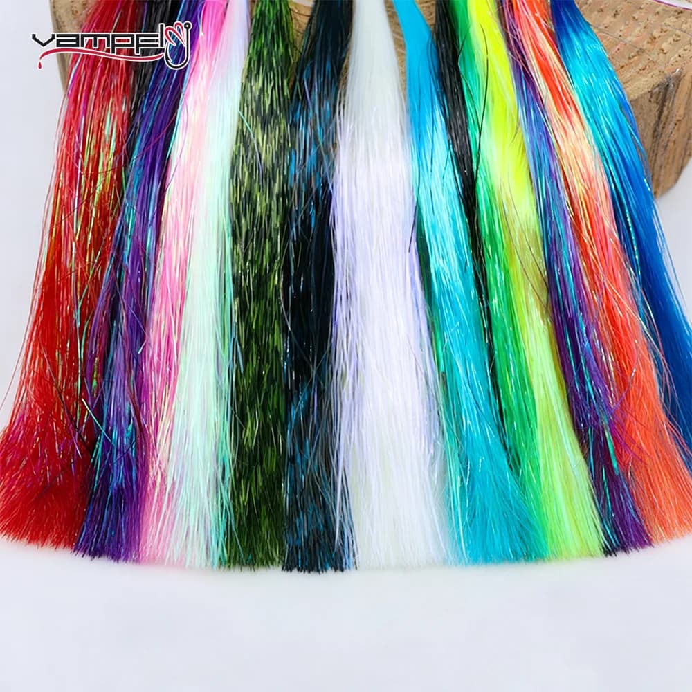Vampfly 14 confezioni 0.4mm Cristallo perlescente Flash Tinsel Flashabou Ghiaccio Ala Ninfi Emerger Jig Esche Streamer Fly Tying Materiale