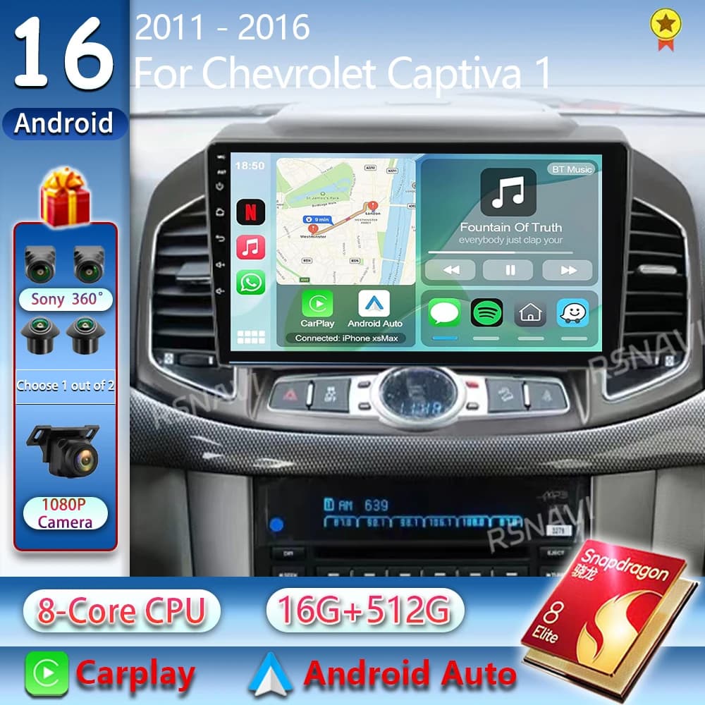 Android 15 Autoradio Per Chevrolet Captiva 1 2011 - 2016 Carplay Auto di Navigazione GPS Multimedia Video Player Stereo senza fili DVD