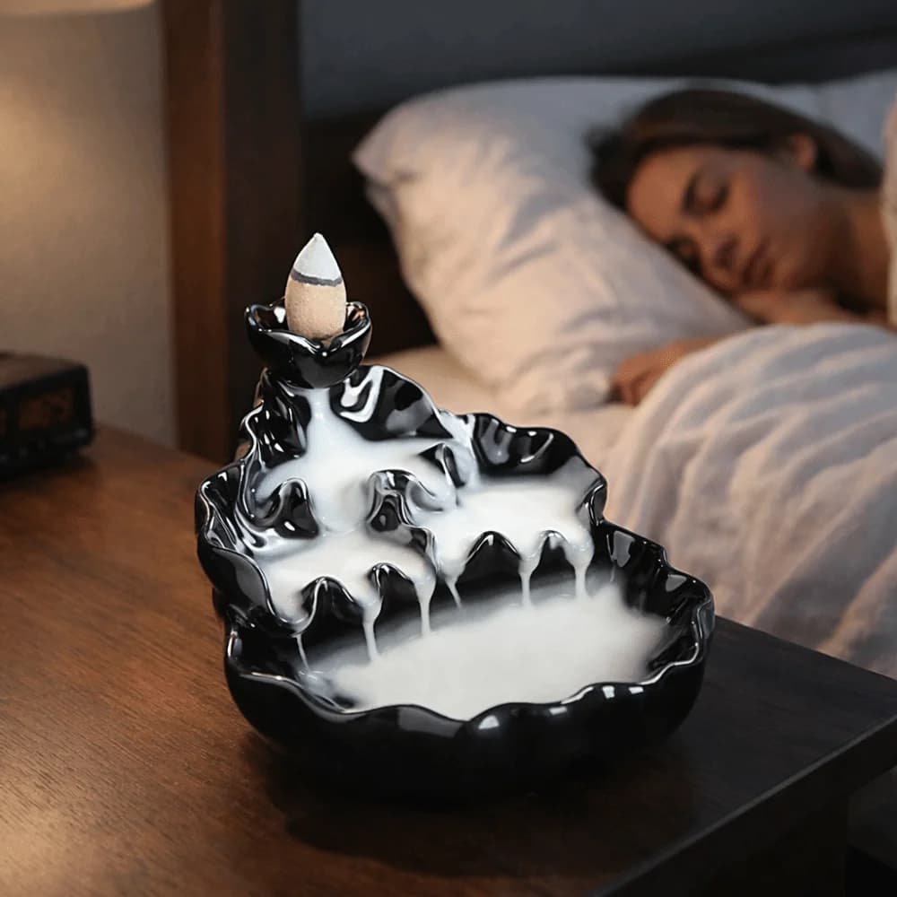 Mini Bruciatore di Incenso a Riflusso Zen, Decorazione in Stile Cinese, Censiere in Ceramica, Porta Incenso a Cascata Alpina per Meditazione