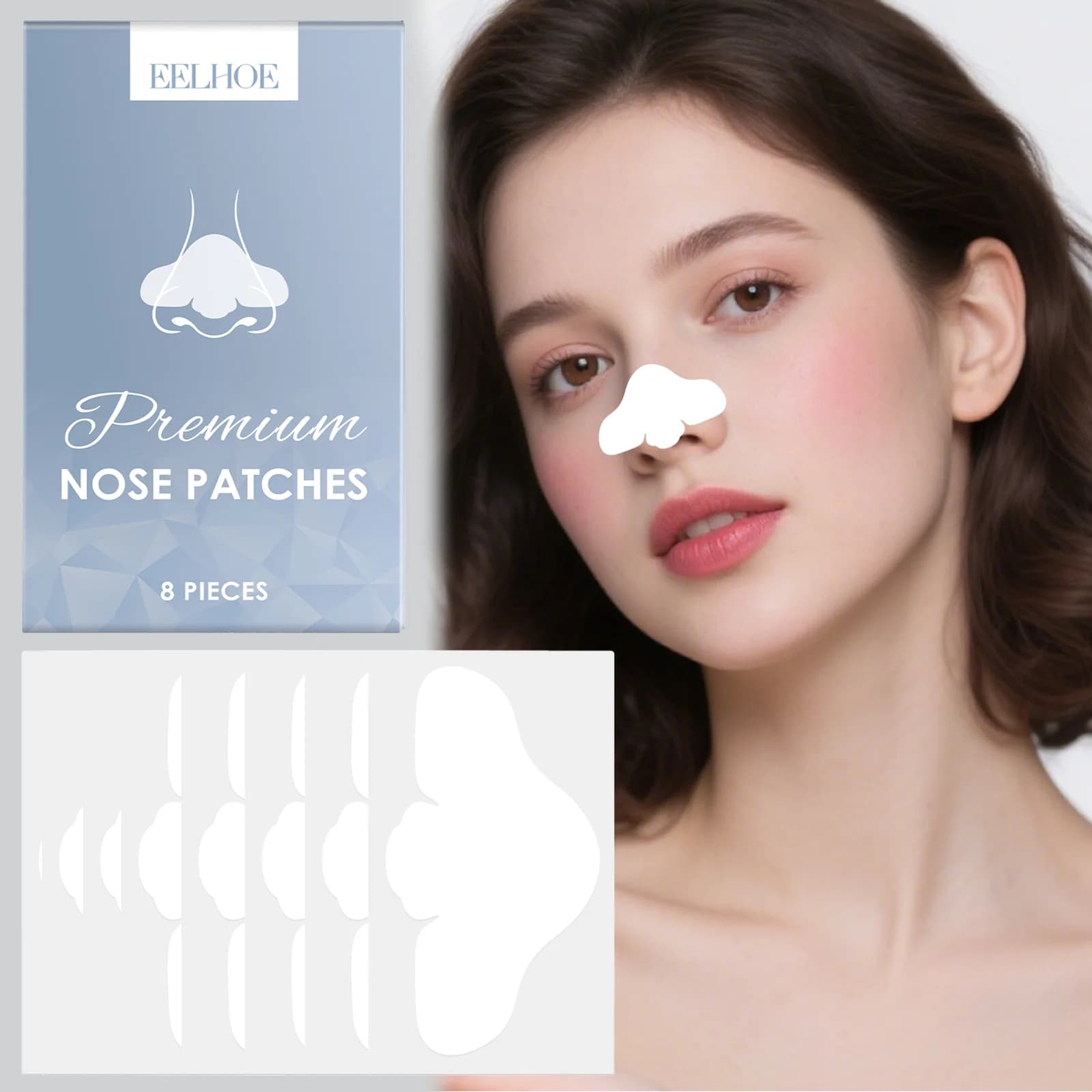 Strips Detergenti for Pori 8 Pieces Cleaning Deep Hydrating and Skin Texture Levigating Sebum Control Mask Peel-Off Delicate Skin Care