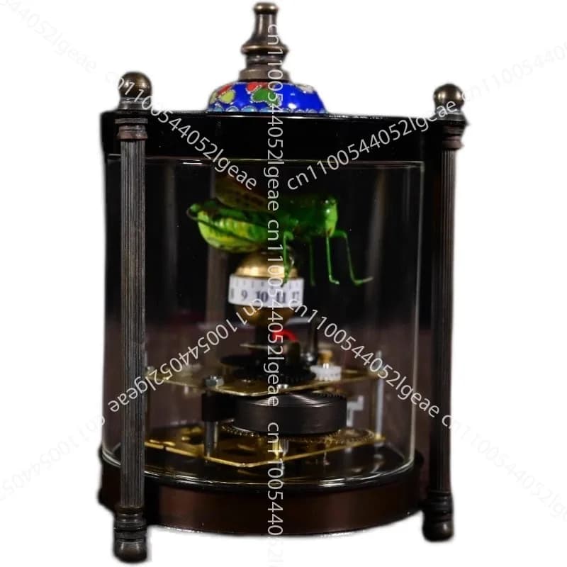 Orologio da tavolo meccanico con colonna in ottone coccinella a sette stelle, pezzo a pendolo, tavolo meccanico in ottone puro antico