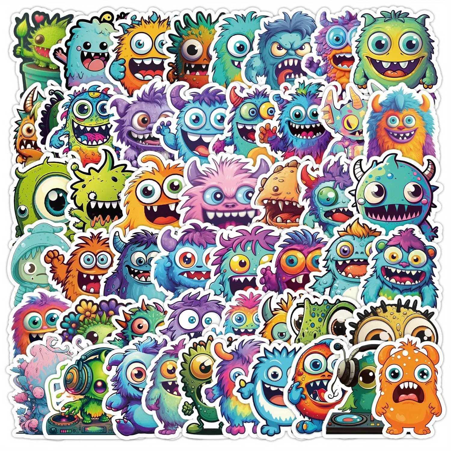 50 Pezzi Adesivi Graffiti 'Little Monster' per Decorazione Valigie, Bottiglie d'Acqua, Quaderni, Skateboard, Adesivi Autoadesivi