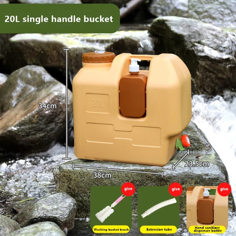 Brocca d'acqua da campeggio portatile da 20 litri con rubinetto e dispenser di sapone Serbatoio d'acqua Serbatoio di stoccaggio dell'acqua senza BPA per auto da campeggio all'aperto