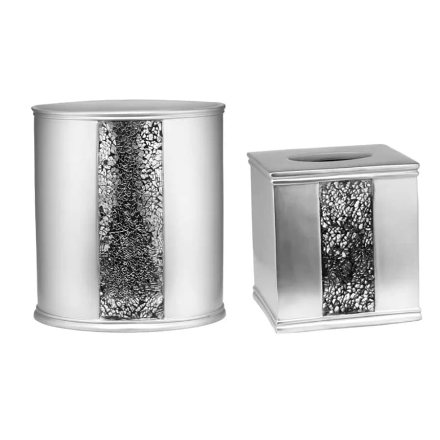 Set da bagno moderno da 2 pezzi, cestino per rifiuti, scatola per fazzoletti in bianco, per l'arredamento del bagno, design contemporaneo, materiale durevole, accesso alla casa di lusso