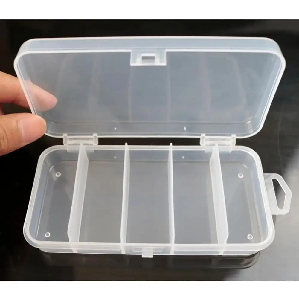 Sport Plastic Fishing Lure Tackle Box Transparent 5 Compartment Lure Storage Case Organizer