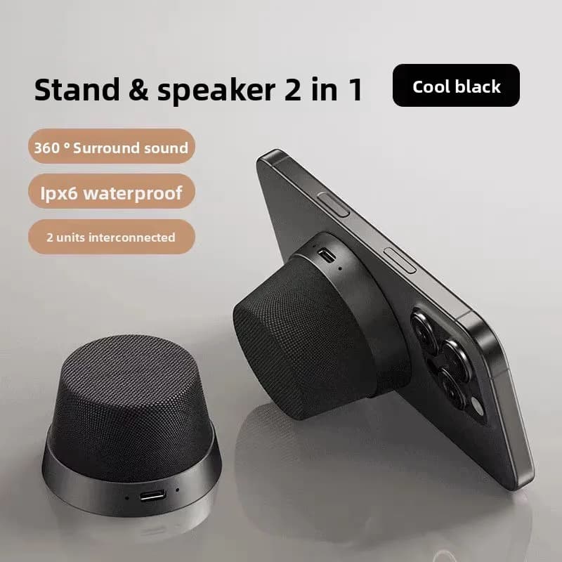 Mini Wireless Multifunctional Bluetooth Speaker with Magnetic Support in Cellular and Computer Fabric, Ideal for Exterior