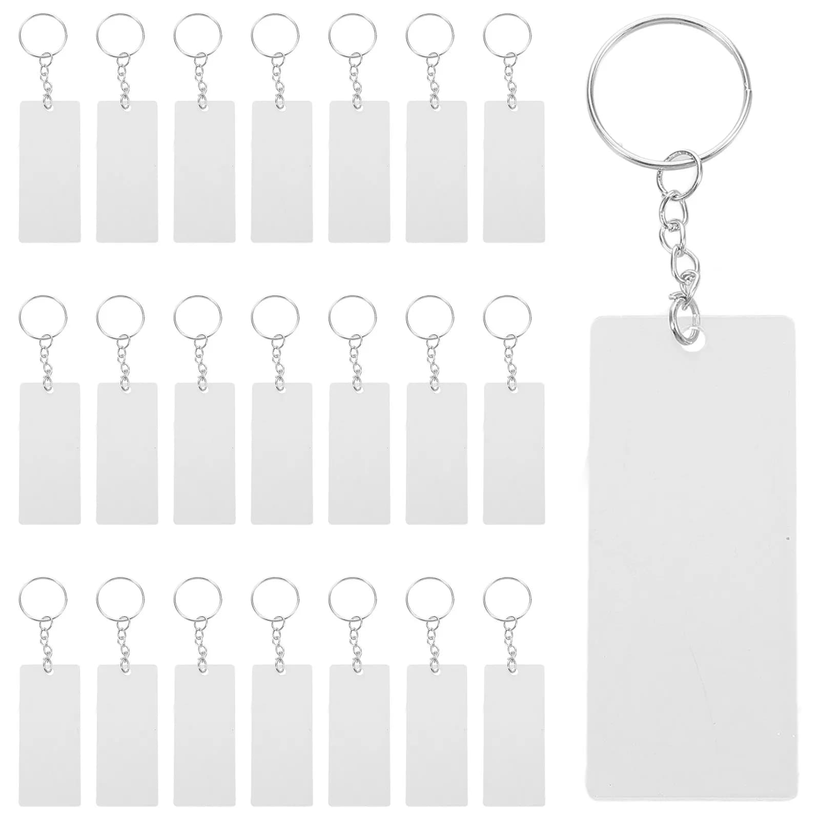 20 Pezzi Portachiavi in Acrilico Rettangolari Trasparenti, Accessori Fai-da-Te per Sublimazione, Forniture per Portachiavi Personalizzati
