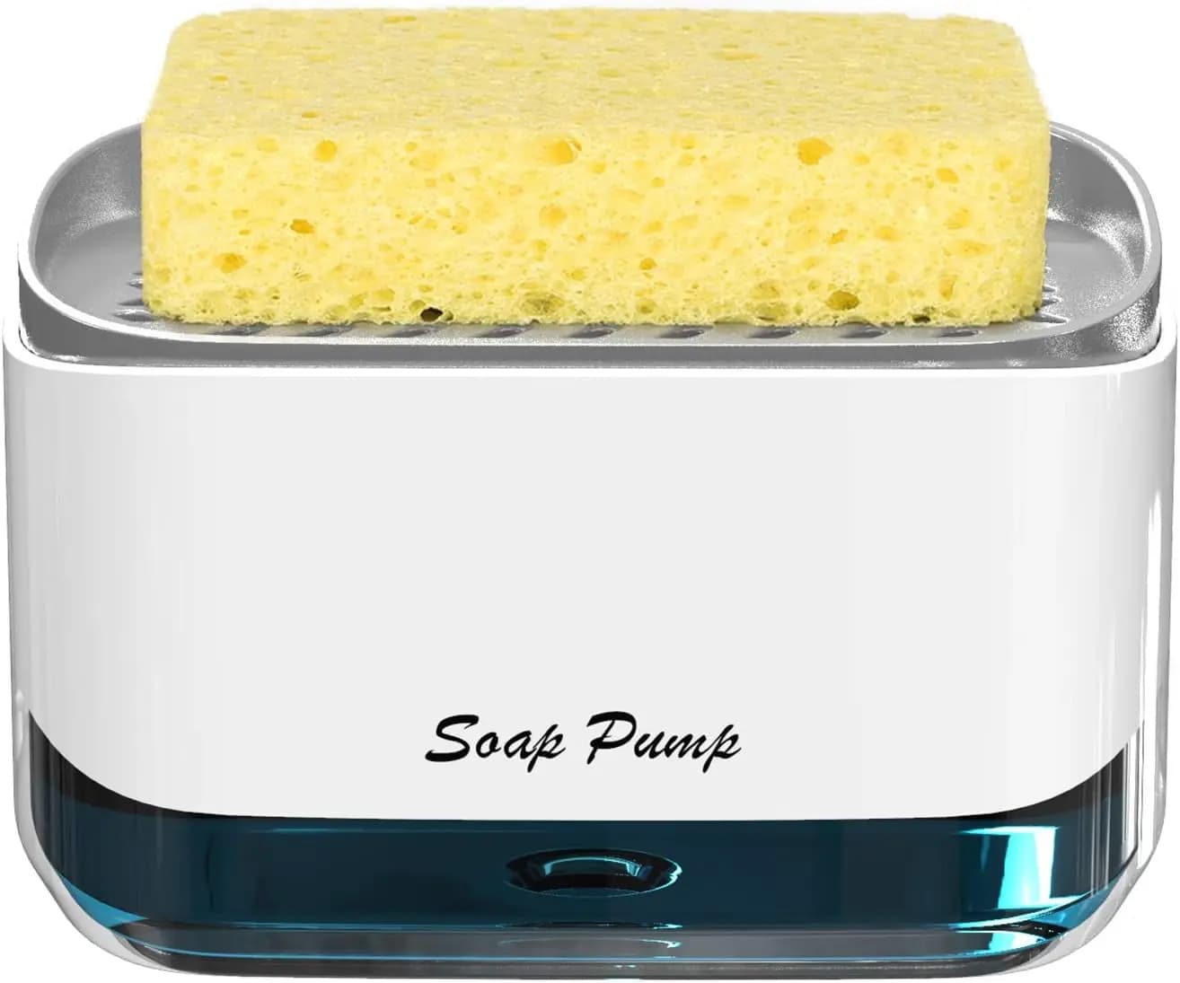 Kitchen Dish Soap Dispenser with Sponge Holder, 2-in-1 Countertop Soap Pump Dispenser, for Kitchen Sink Dishwashing Soap Dispens