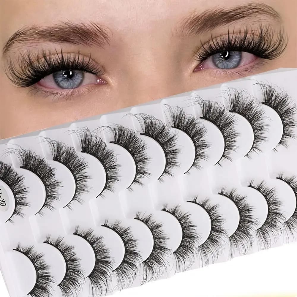 Ciglia Finte a Striscia Intera, Lunghe e Voluminose, Naturali e Spesse, Ciglia 3D in Finto Visone Fatte a Mano, Cruelty-free, Strumenti per il Trucco Occhi