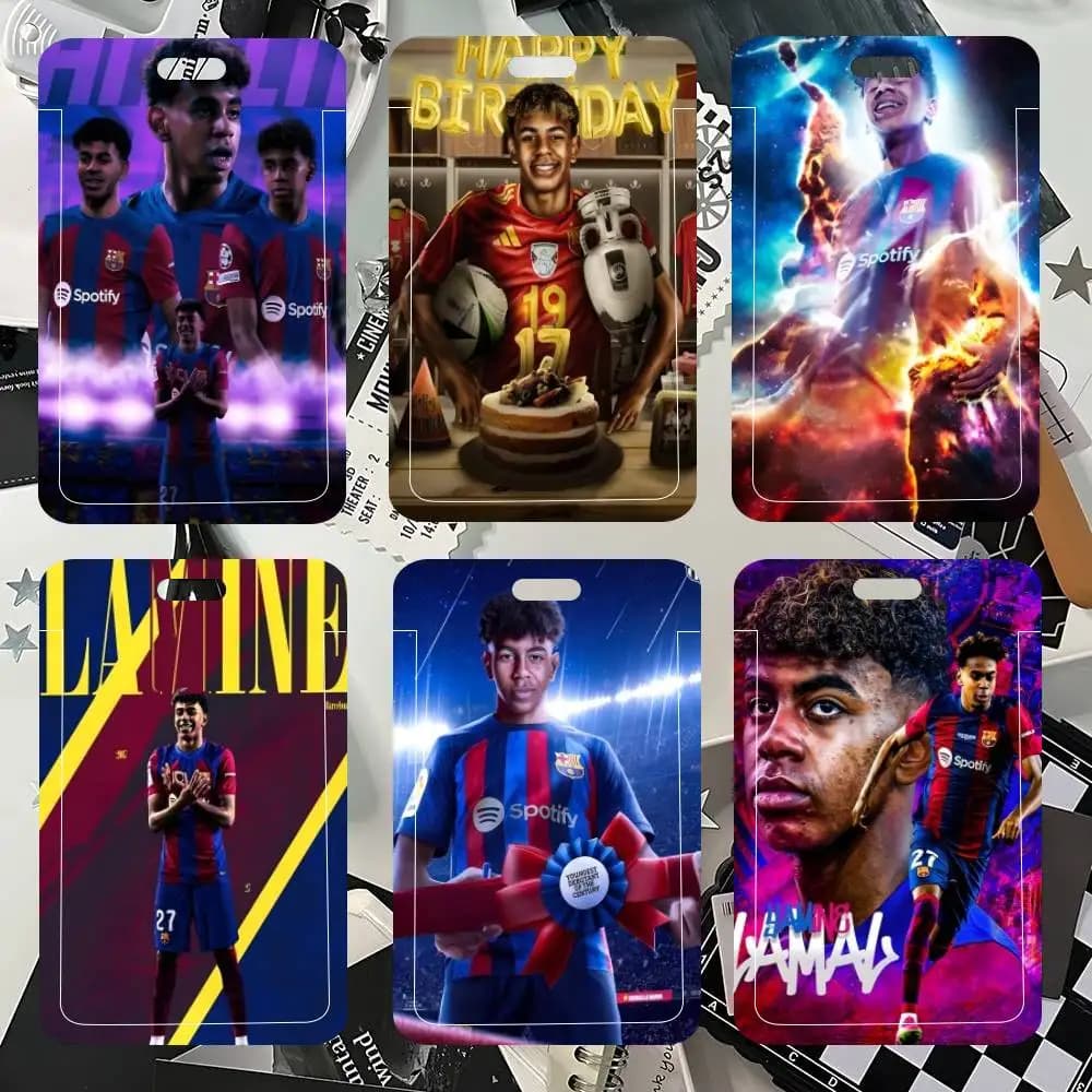 L-Lamine FootballStar Y-Yamal 27 ID Card Holder Neck Strap Pendant Door Badge Holder Lanyards Keychain Work Credential Case Gift