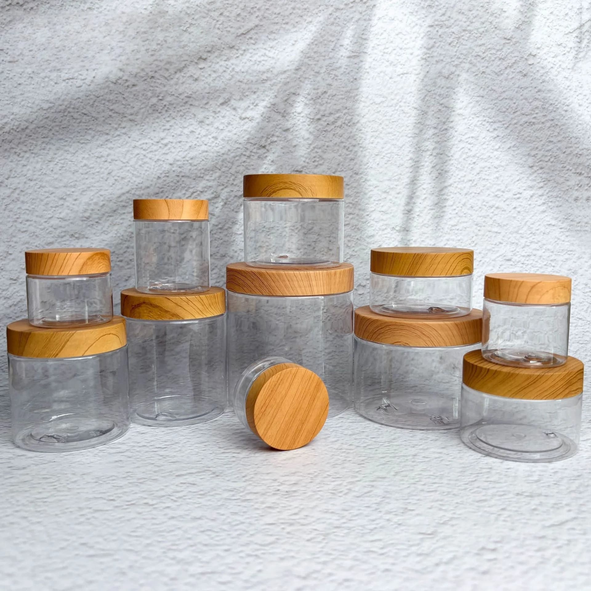 Barattolo di stoccaggio per crema per il viso Barattoli di plastica Contenitore cosmetico rotondo trasparente con coperchi, Barattoli di melma per momenti eterni Conservazione da viaggio