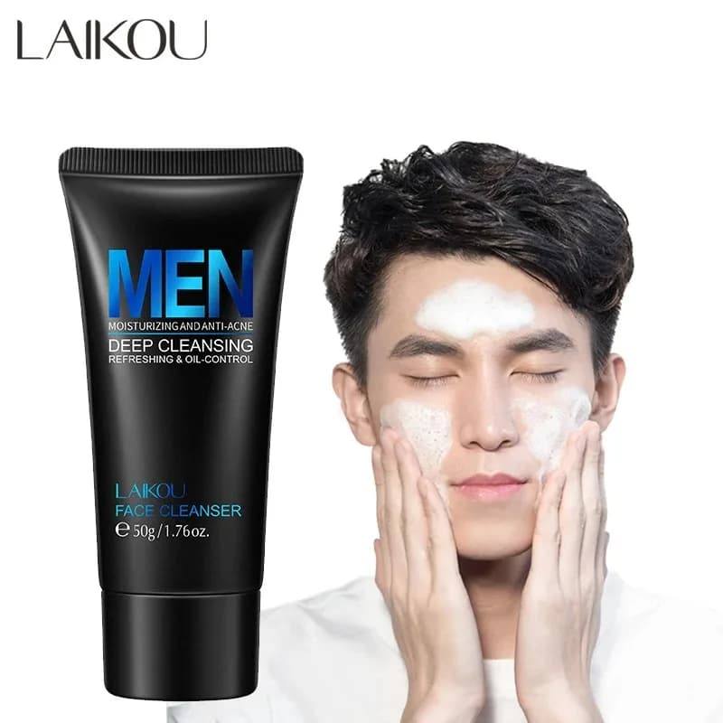 LAIKOU Detergente Viso Uomo Idratante Controllo Olio Rimozione Punti Neri Scrub Cosmetico Nutriente Profondo 50g