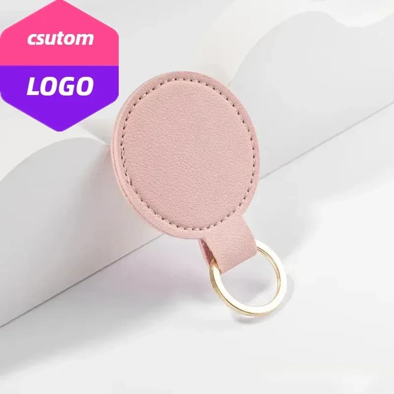 Round Customize Name Room Number Car Keyring Bag Pendant Laser Engraving Logo PU Leather Keyring Custom Keychain