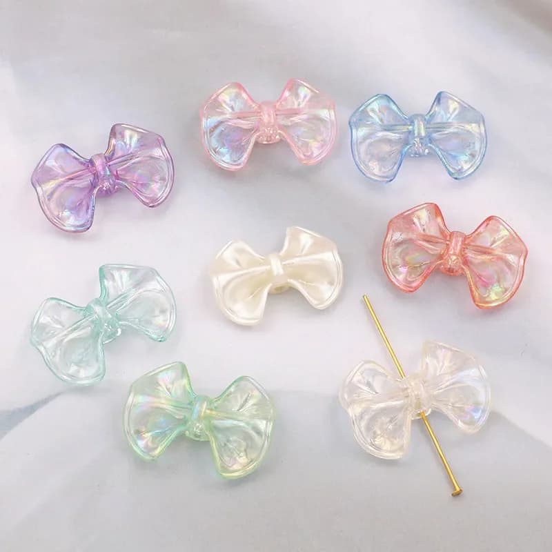 20 pz 23*31mm trasparente illusione arco perforato fondo piatto Patch papillon accessori acrilici custodia per telefono fai da te materiale portachiavi
