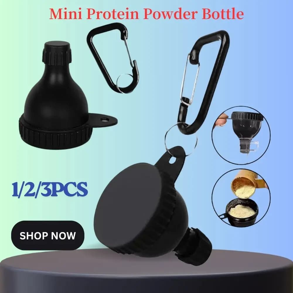 1/2/3PCS Mini portable bottle for protein powder with key rings and funnel container for medicines small cup for outdoor sports 50ml