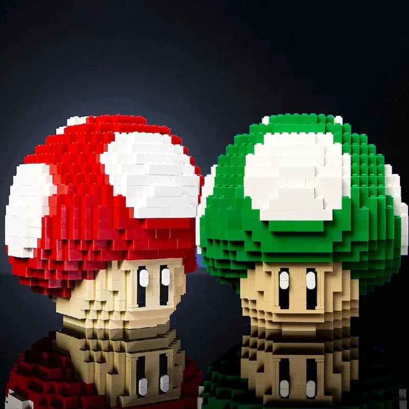 779PCS MOC Gioco Figure Rosso Verde Fungo Building Blocks Modello Desktop Ornamento di Montaggio Giocattoli Raccogliere Regali per I Bambini di Età