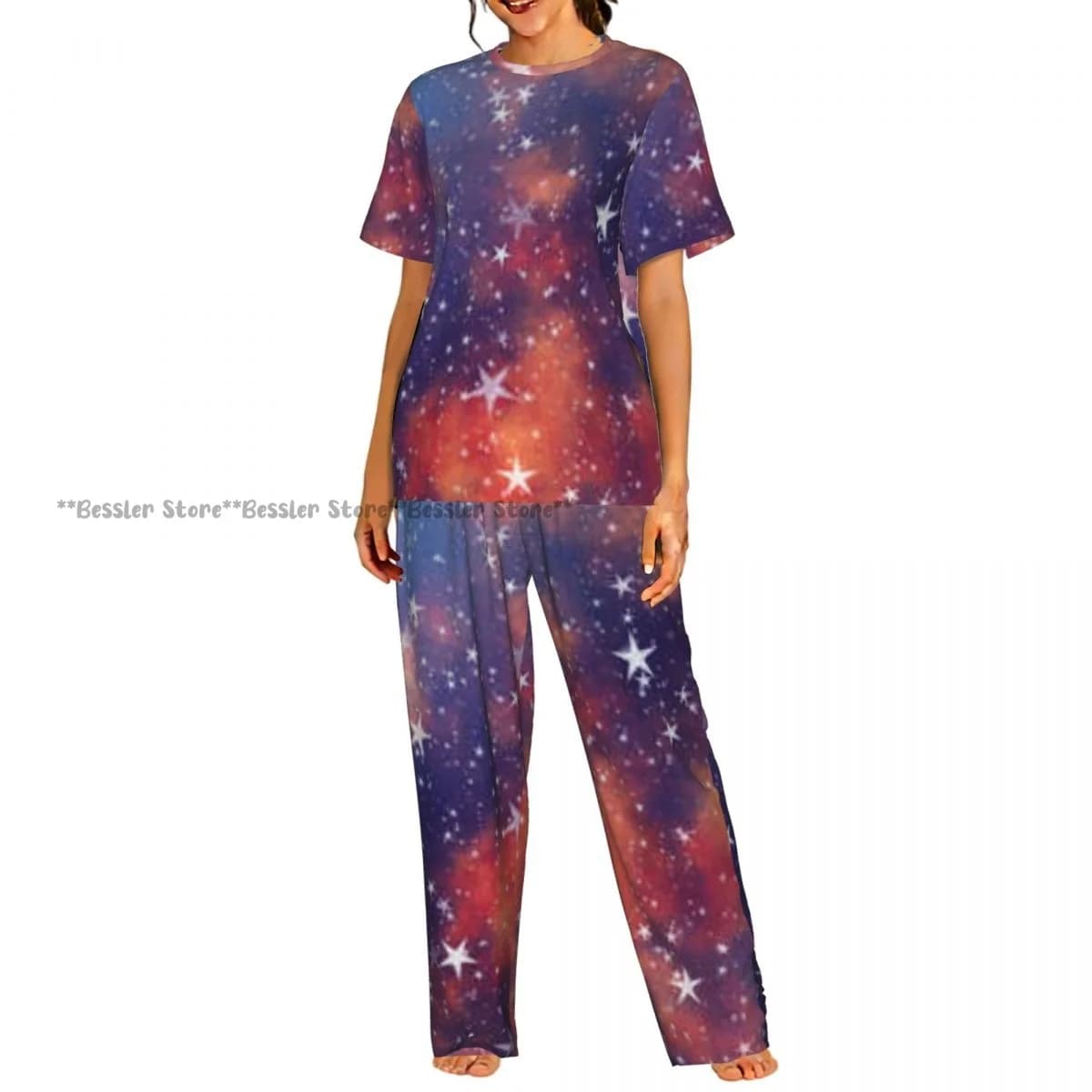 Set pigiama Flying Stars On Sky a maniche corte da donna per la casa