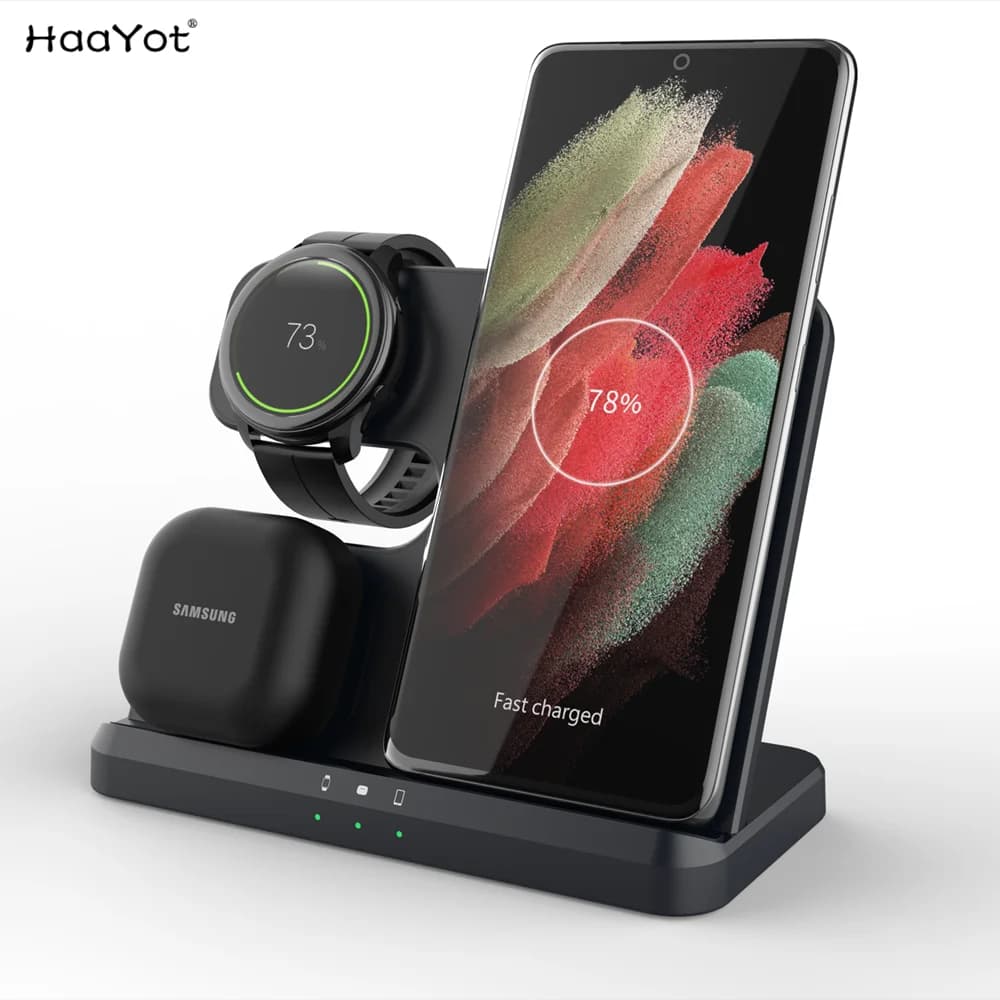 Supporto per caricabatterie wireless 3 in 1 Dock per stazione di ricarica rapida per Samsung Galaxy Z Flip 5 4 Fold 5 S25 S26 Ultra Galaxy Watch 6 7 Pro