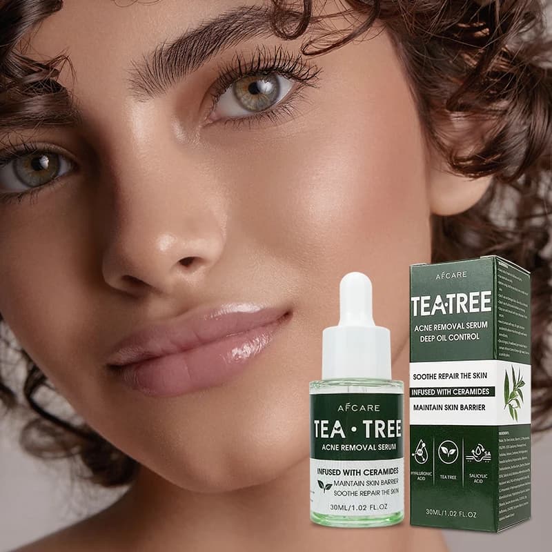 Organic Tea Tree Oil with Natural Vitamin C Niacinamide & Hyaluronic Acid Face Serum for Dark Spot Removal Clearer Skin Tone