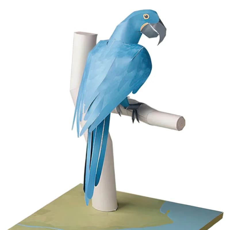 Blue Macaw Parrot Bird Origami Art Mini 3D Folded Paper Model Papercraft Animal Figure DIY Kids Adult Handmade Craft Toys QD-294