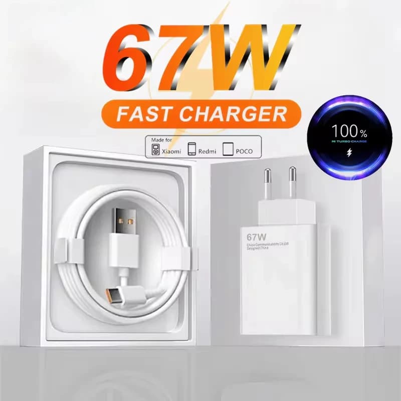 Caricatore rapido USB da 67 W Ricarica rapida 3.0 QC3.0 per Xiaomi 14 13 12 11 Ultra Redmi Note 12T 13 Pro Turbo POCO F5 Adattatore per telefono USB