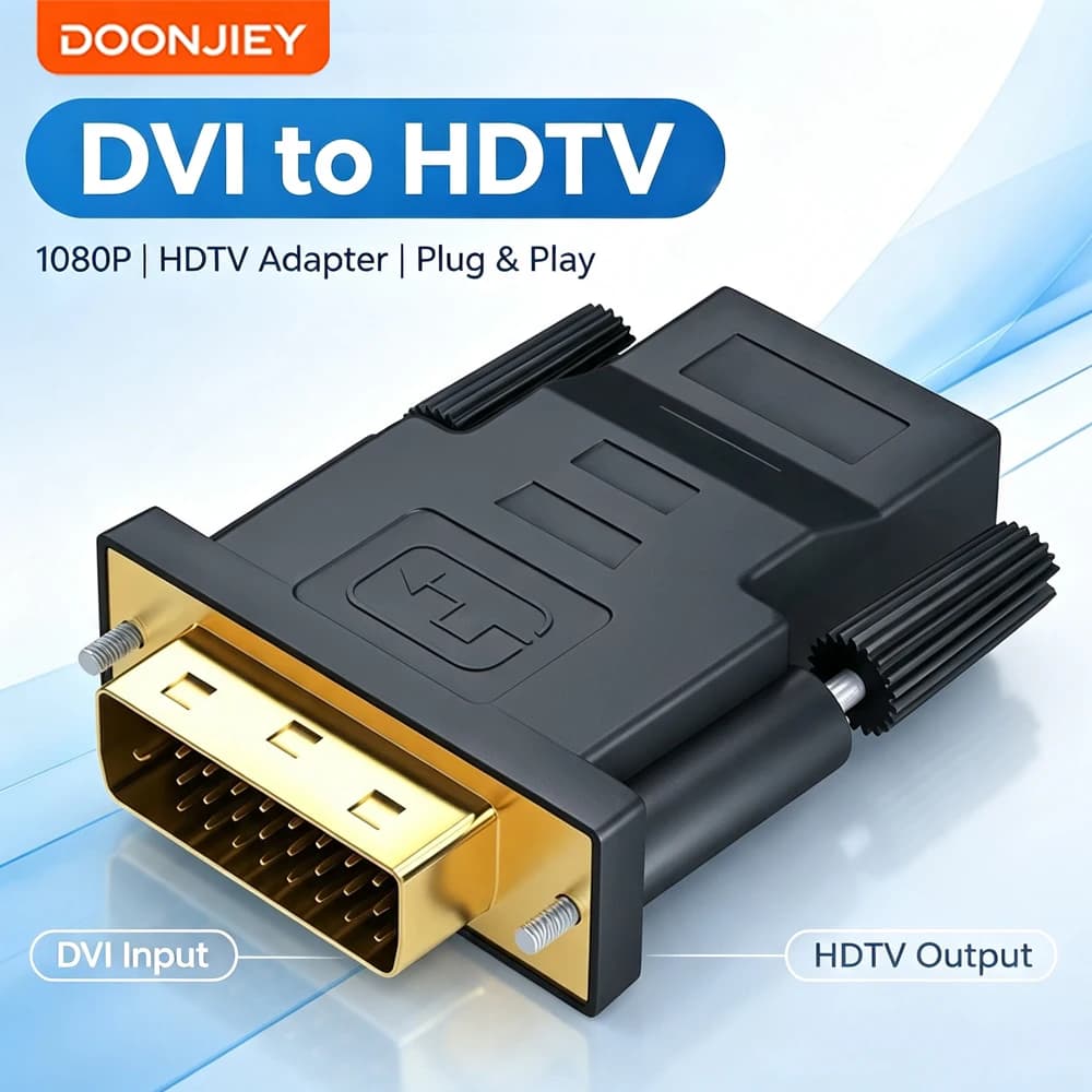 DOONJIEY DVI to HDMI Adapter Bi-directional DVI D 24+1 Male to HDMI-Compatible Female Cable Connector Converter for Projector