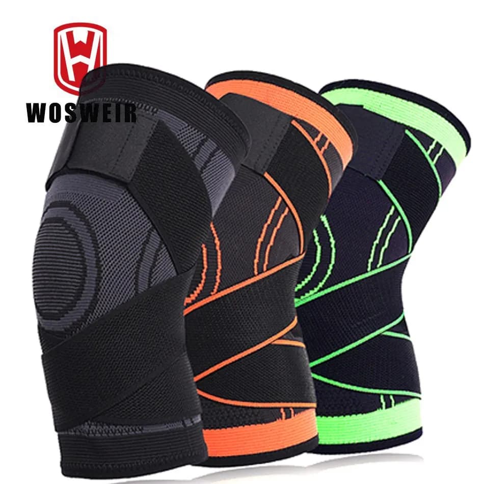 WOSWEIR 1PC ginocchiera sportiva da uomo ginocchiere elastiche pressurizzate supporto Fitness Gear basket volley Brace Protector