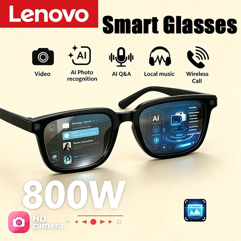 Lenovo AI Smart Glasses AI Translation 8MP HD Camera 4K Shooting Image Bluetooth Call Recording Music Smart Sunglasses 2026 New