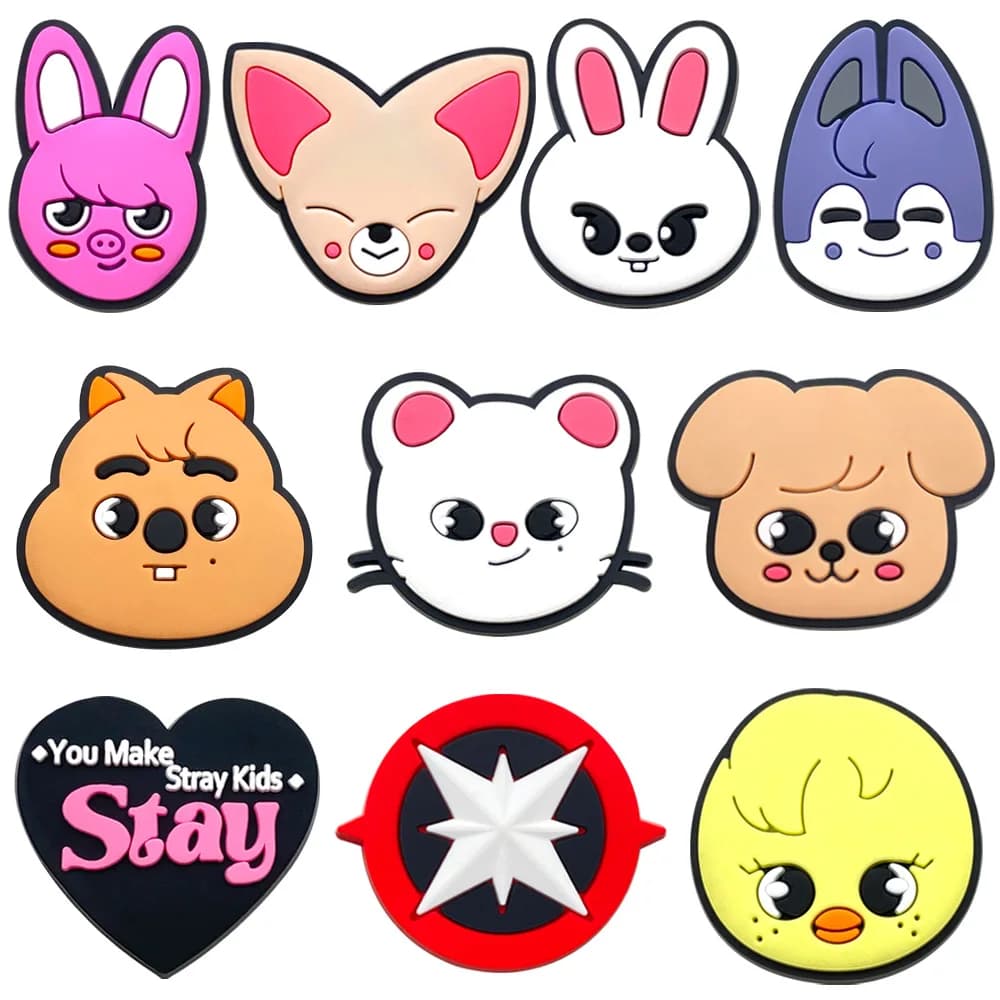 Accessori per Scarpe K-POP Stray Kids SKZOO, Decorazioni in Gomma Morbida per Scarpe con Fori, Stile Cartoon