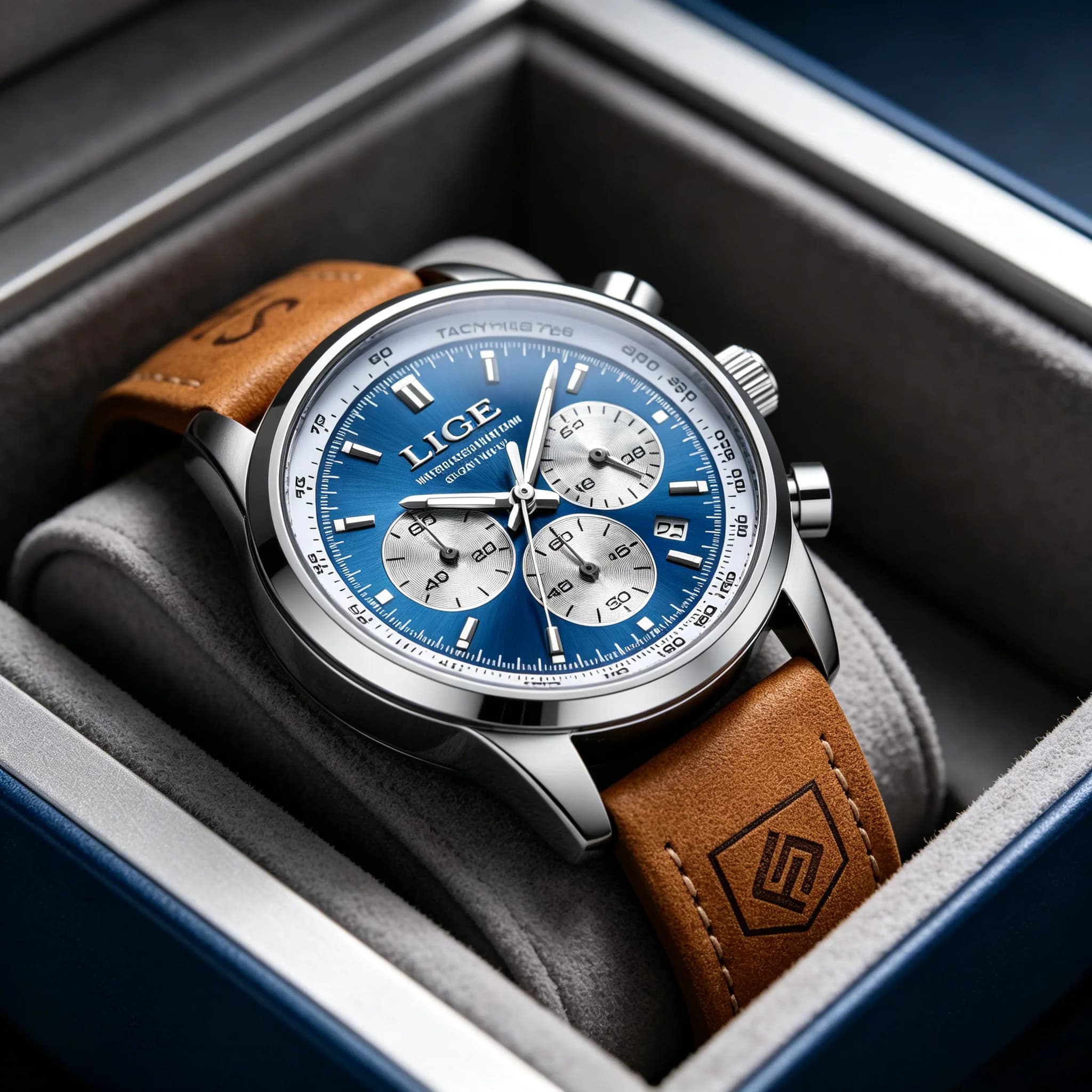 LIGE Luxury Men Watch Military Waterproof Luminous Chronograph Date Man Wristwatch Leather Quartz Men's Watches Relogios+Box