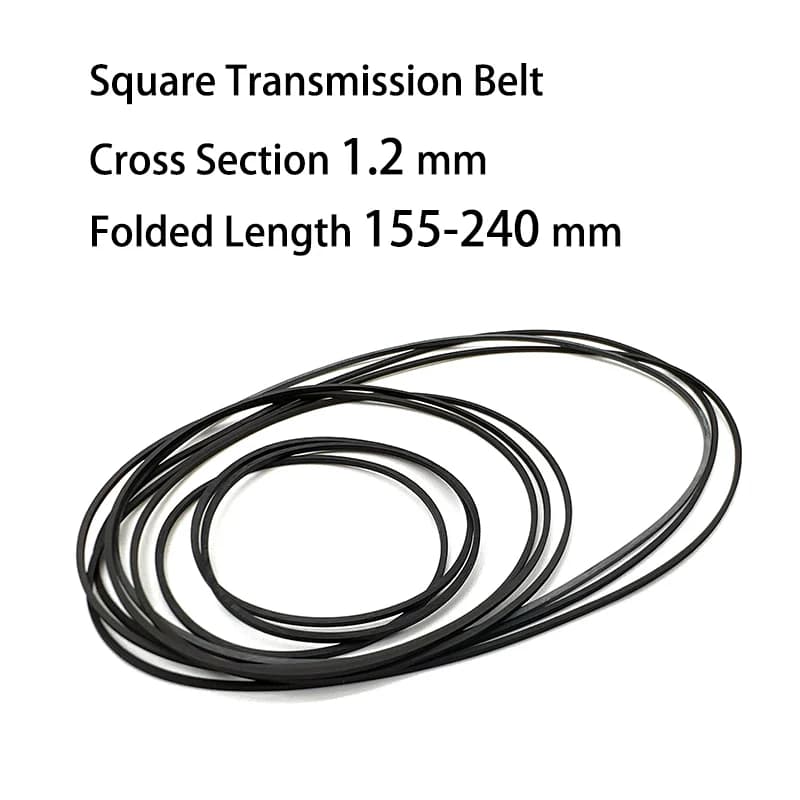 1 pz 1.2mm cinghia di trasmissione quadrata in gomma lunghezza piegata 155-240mm per Cassette registratore a nastro Deck Repeater Audio CD DVD Belt