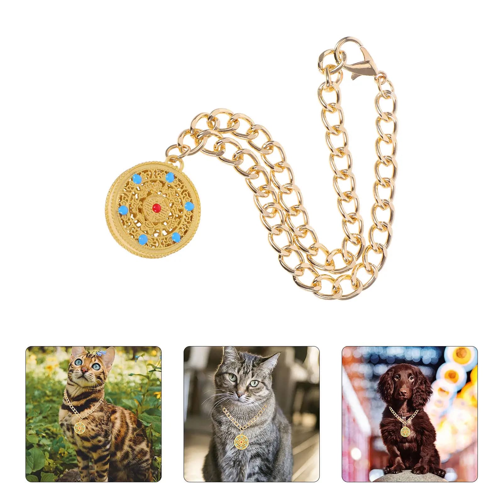 Collana con Ciondolo a Lucchetto in Metallo per Animali Domestici, Elegante e Regolabile, Amuleto Portafortuna per il Capodanno Cinese, Accessori per Collari di Cani e Gatti