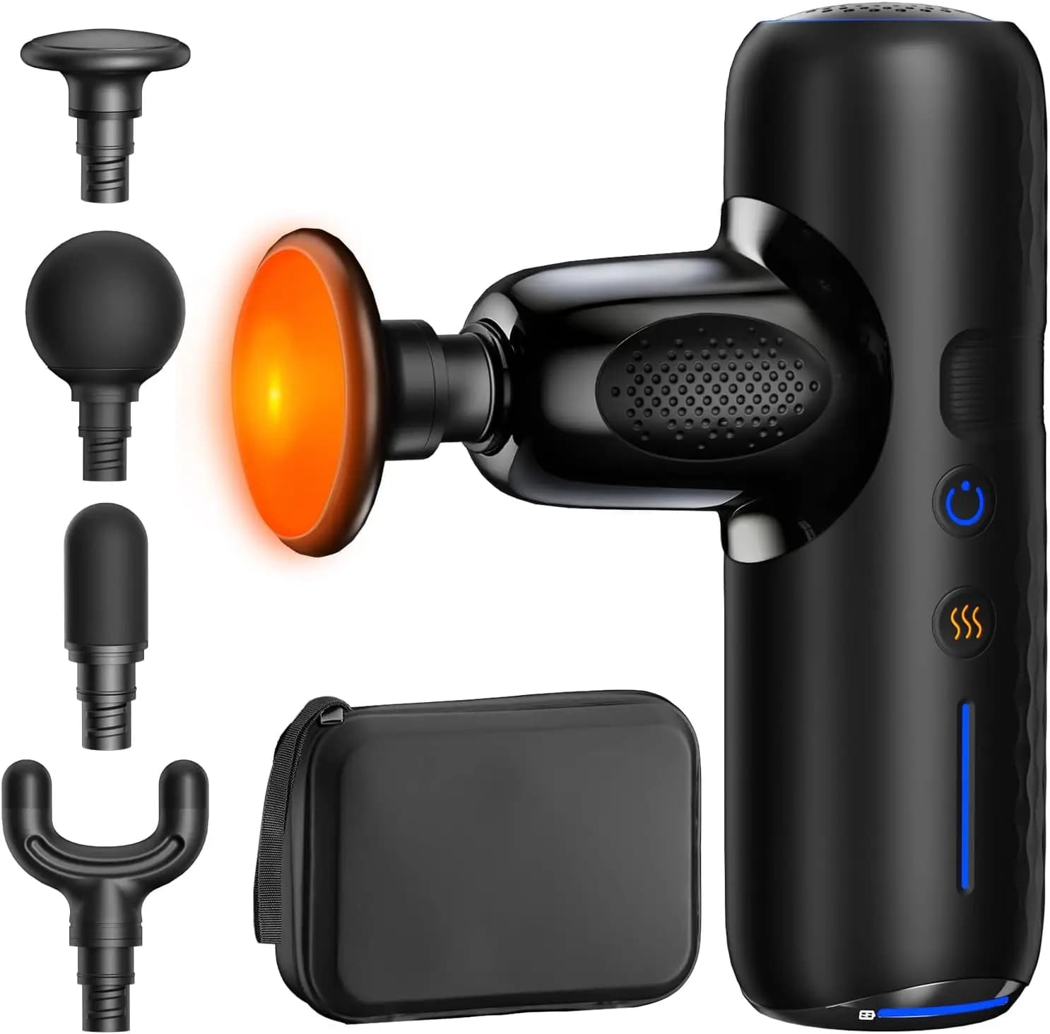 Mini Pistola Massaggiante con Calore, Massaggiatore Portatile a Percussione Profonda per il Recupero Muscolare, Formato da Viaggio con Custodia
