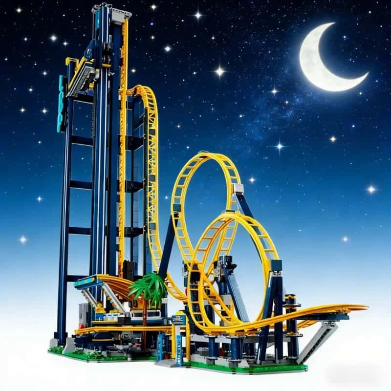 Set di Costruzioni Montagne Russe Circolari da 3756 Pezzi, Modello di Parco Divertimenti, Giocattolo per Compleanno e Regalo di Natale per Bambini