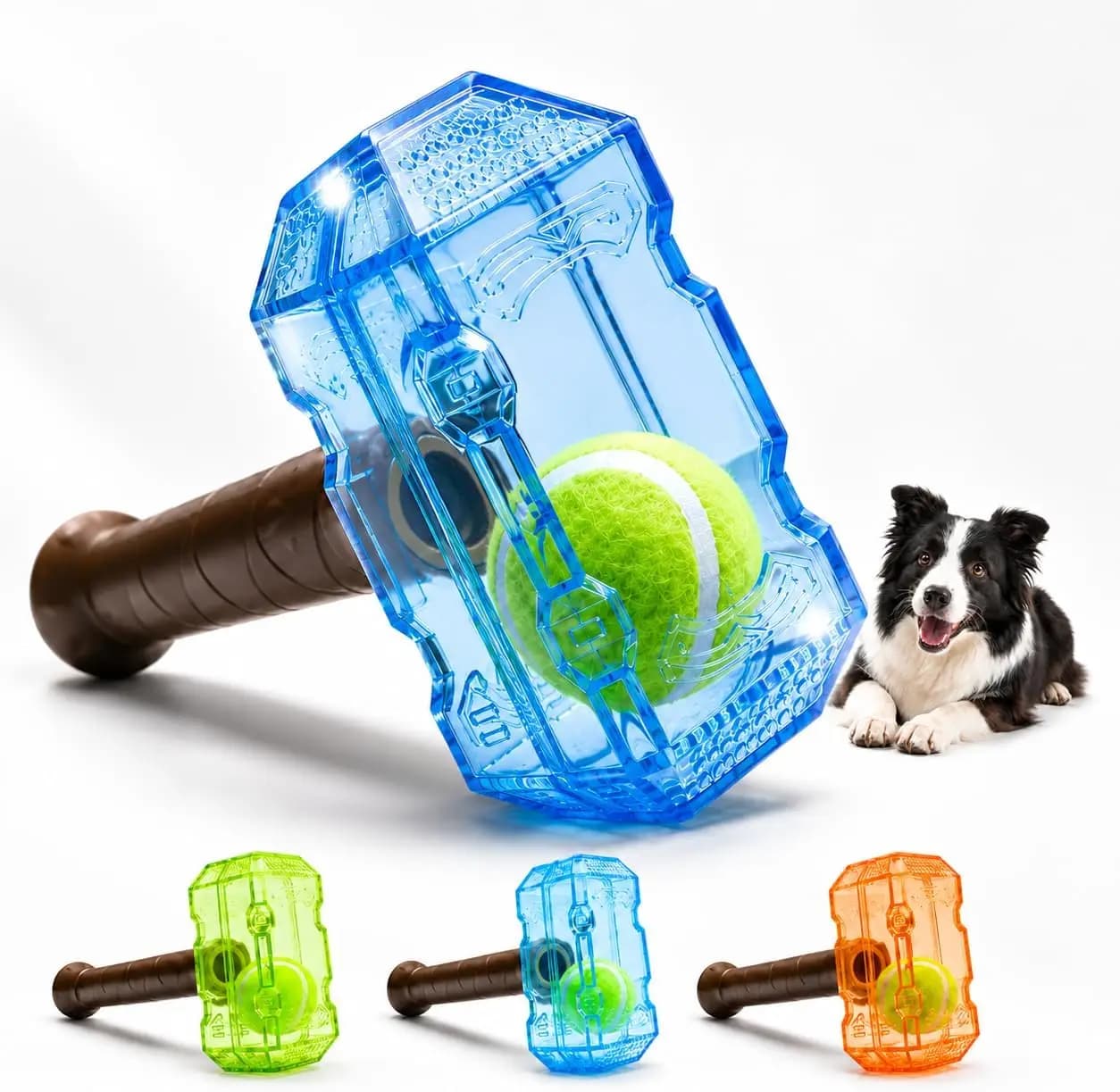 Tennis Ball in Hammer Interactive Dog Chew Toy Squeaky Hammer-Dog Chewing Toys for All Breeds