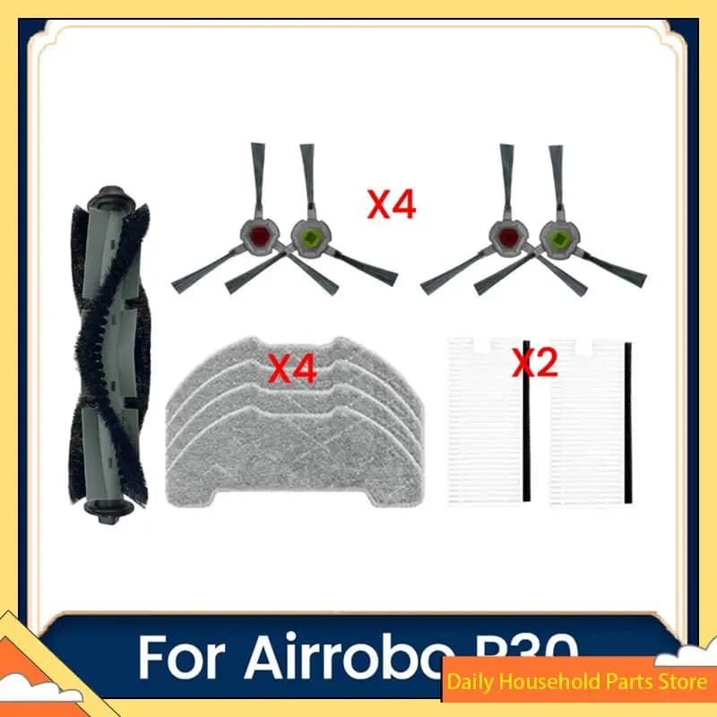 【Great Sale】11PCS Main Brush Side Brush Hepa Filter Mop Pads For Airrobo P30 Vacuum Attachments