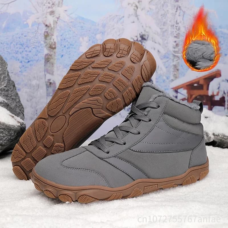 Winter Snow Boots Men's Warm Fleece Cotton Boots Outdoor Hiking Shoes Waterproof Cold-Proof Warm Lined Outdoor Travel Boots